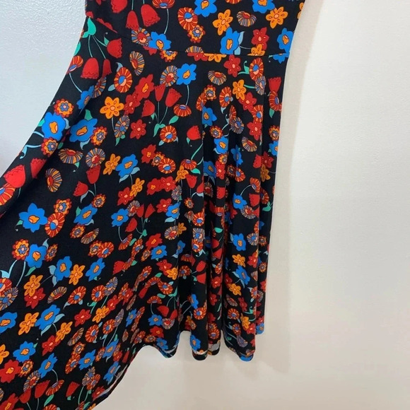 Lula Roe Dress XS Fit & Flare Red Floral H26 - Picture 4 of 10